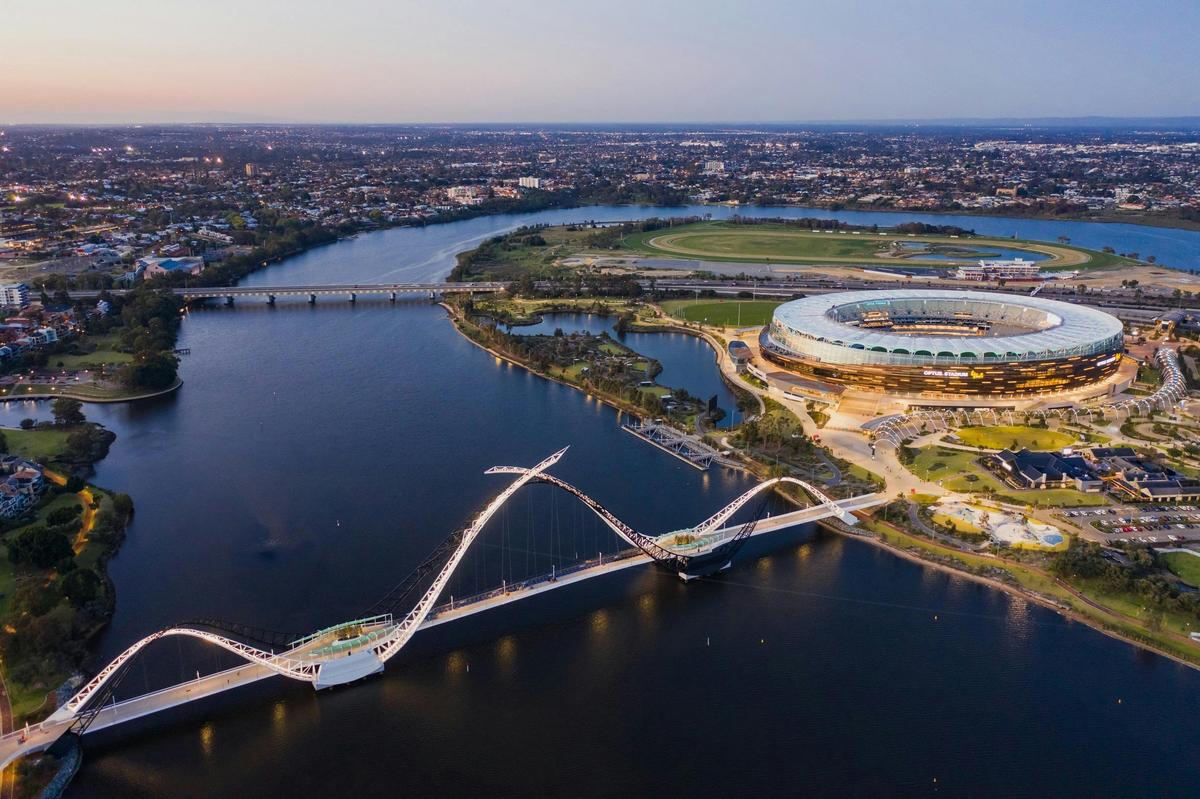 Optus Stadium and Matagarup Bridge, Burswood