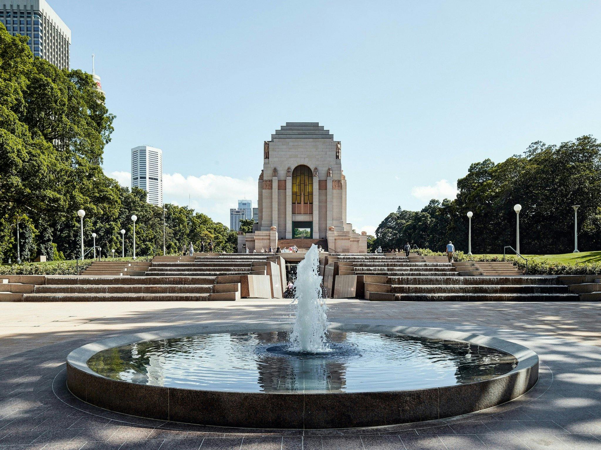 View of the Memorial and Cascade from Liverpool Street