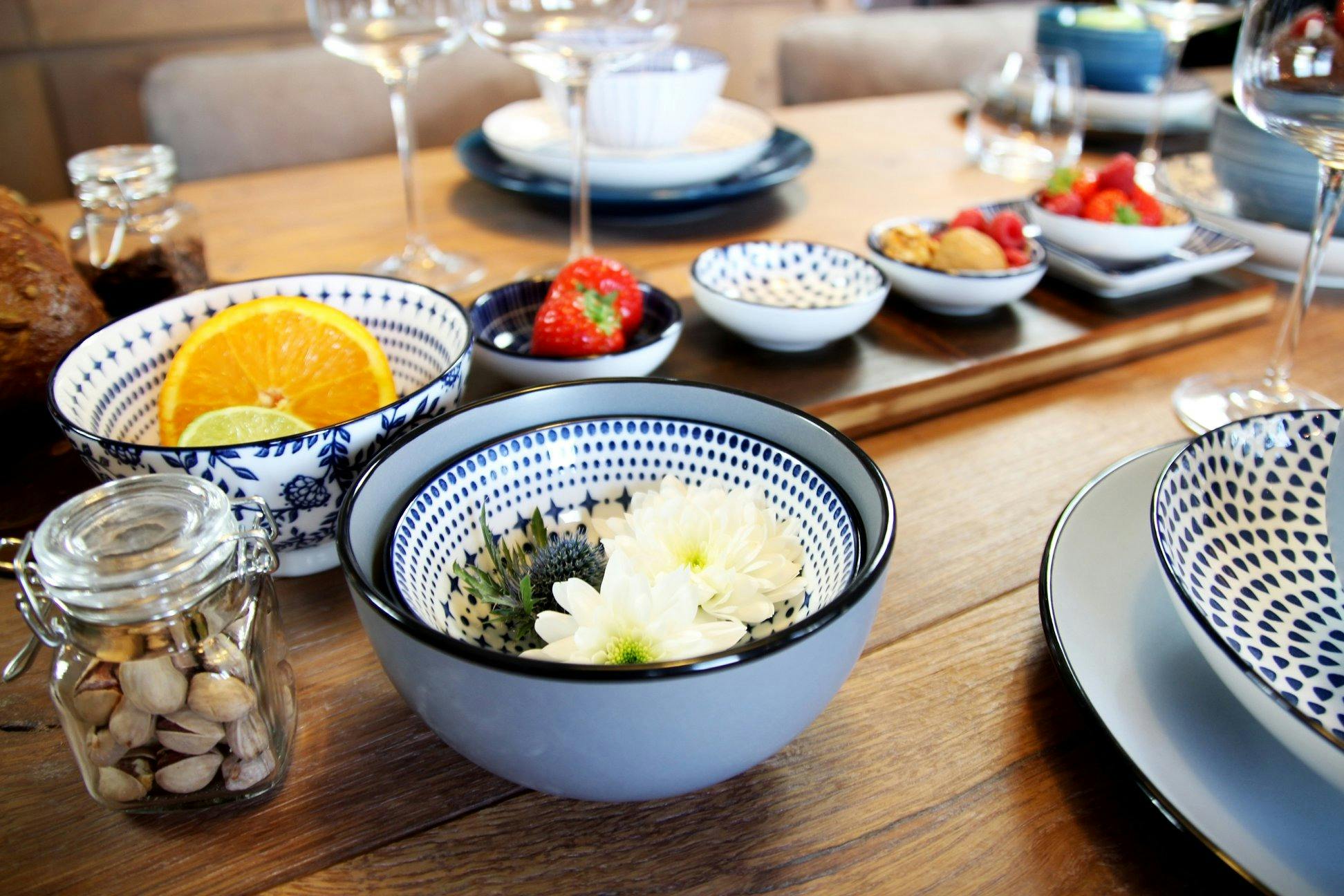 Beautiful dishes on a table