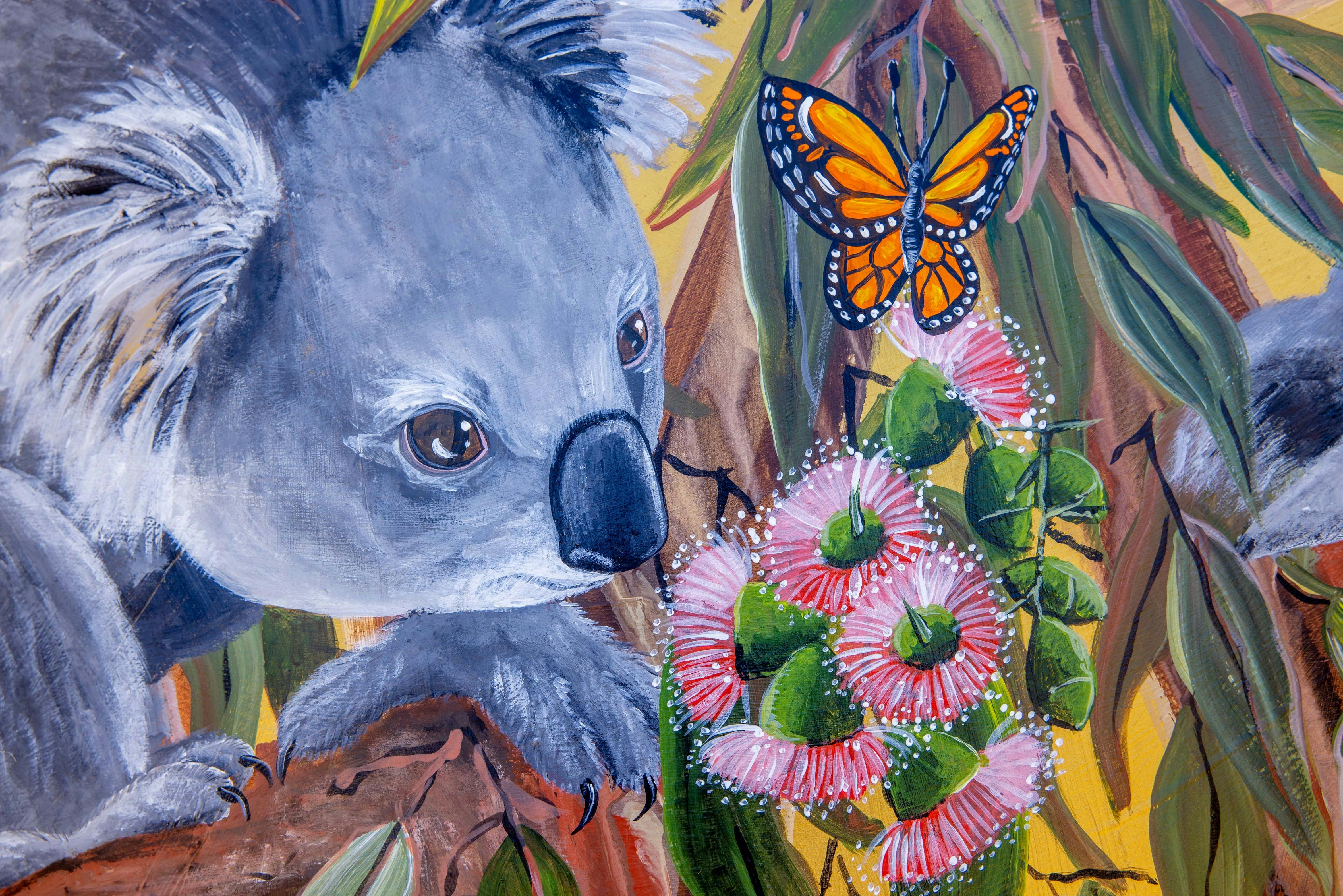 Koala with gum blossoms on The Big Koala