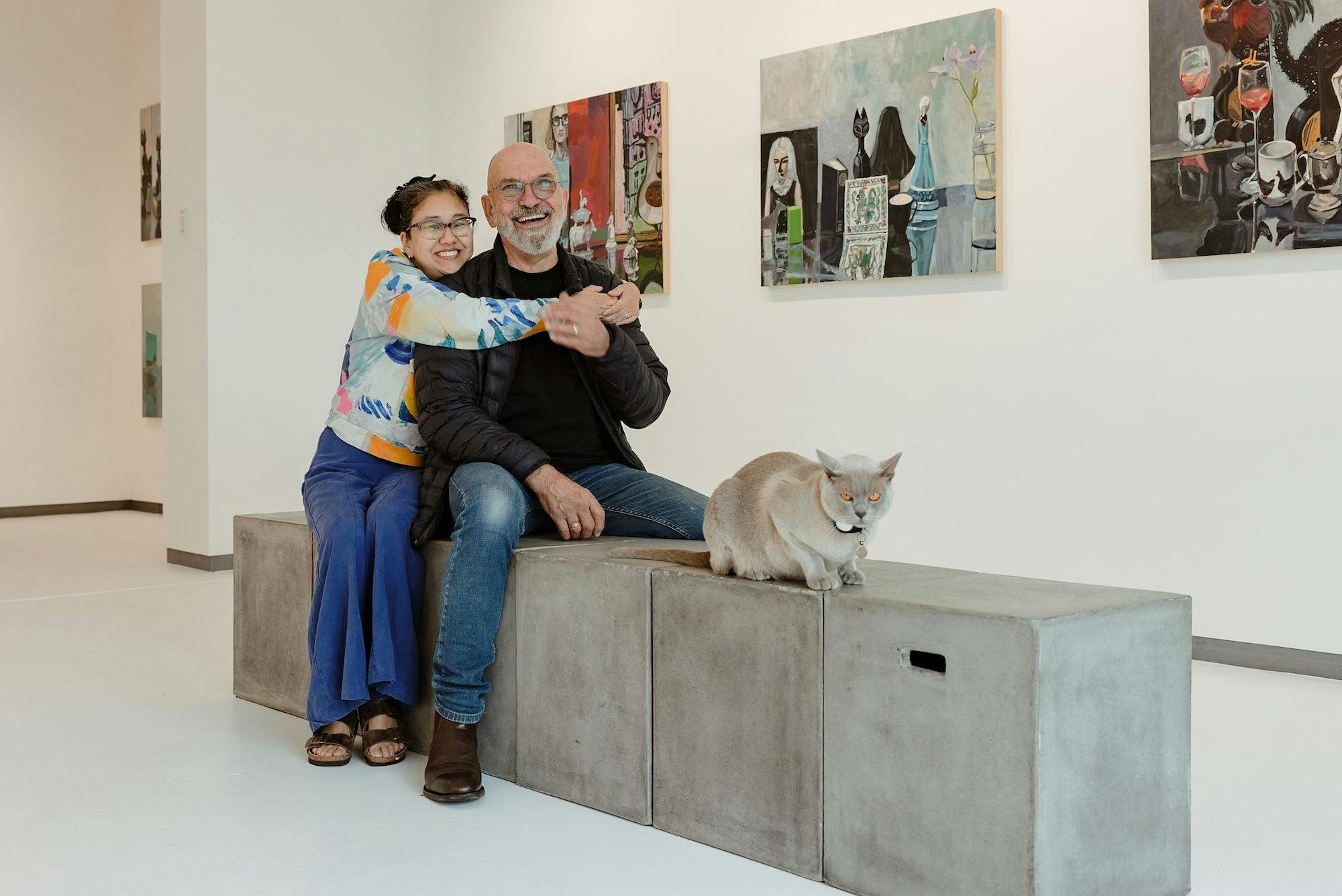 Directors, Ahn and Dino (and gallery cat, Alfie)