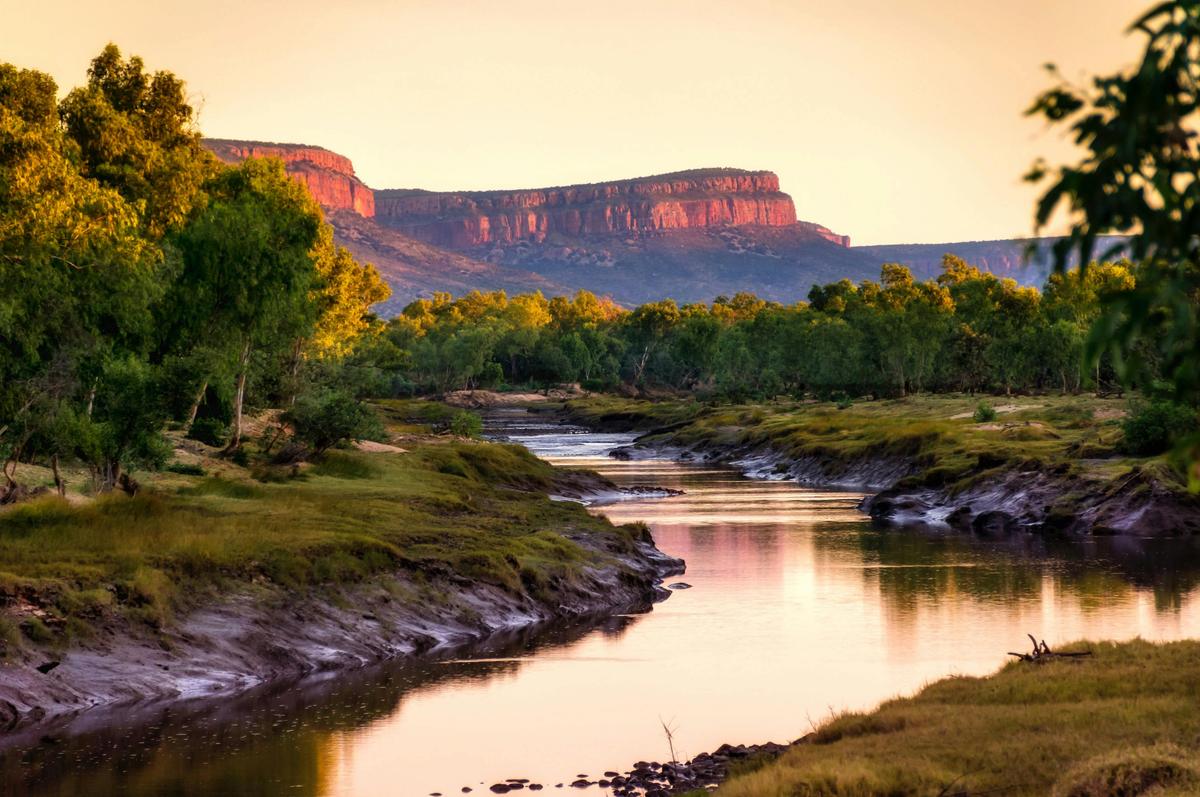 Stunning afternoon view looking upstream on the King River - a mighty Kimberley river