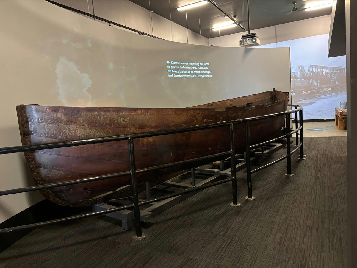 Lifeboat from the HSK Kormoran which landed on Carnarvon coast in 1941 with 65 survivors.