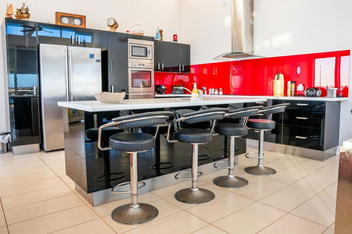Villa living room with open kitchen