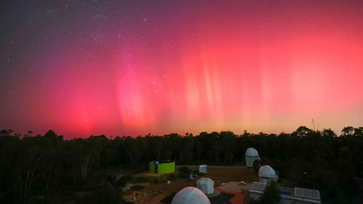 The Aurora Australis over Perth Observatory on the 11th of October 2024