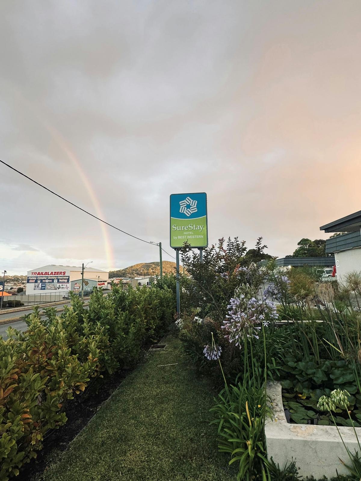 sign, garden, cozy, rainbow