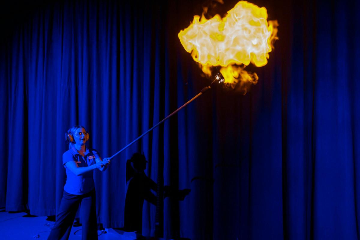 Balloon explosion in our science theatre show