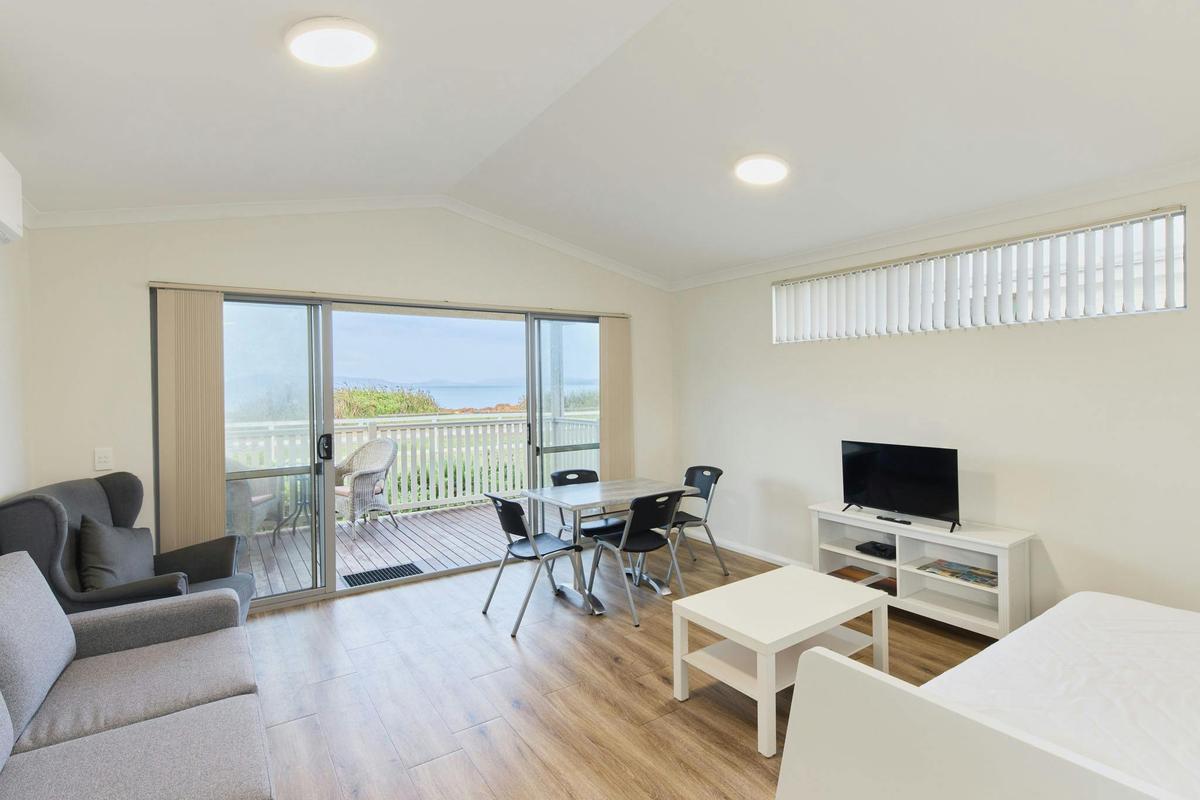 Modern living area of holiday cabin