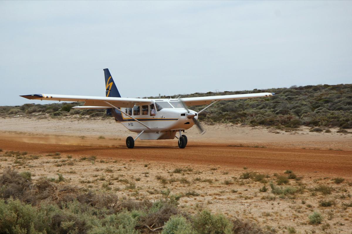 Airvan landing at Abrolhos Islands (carries seven passengers)