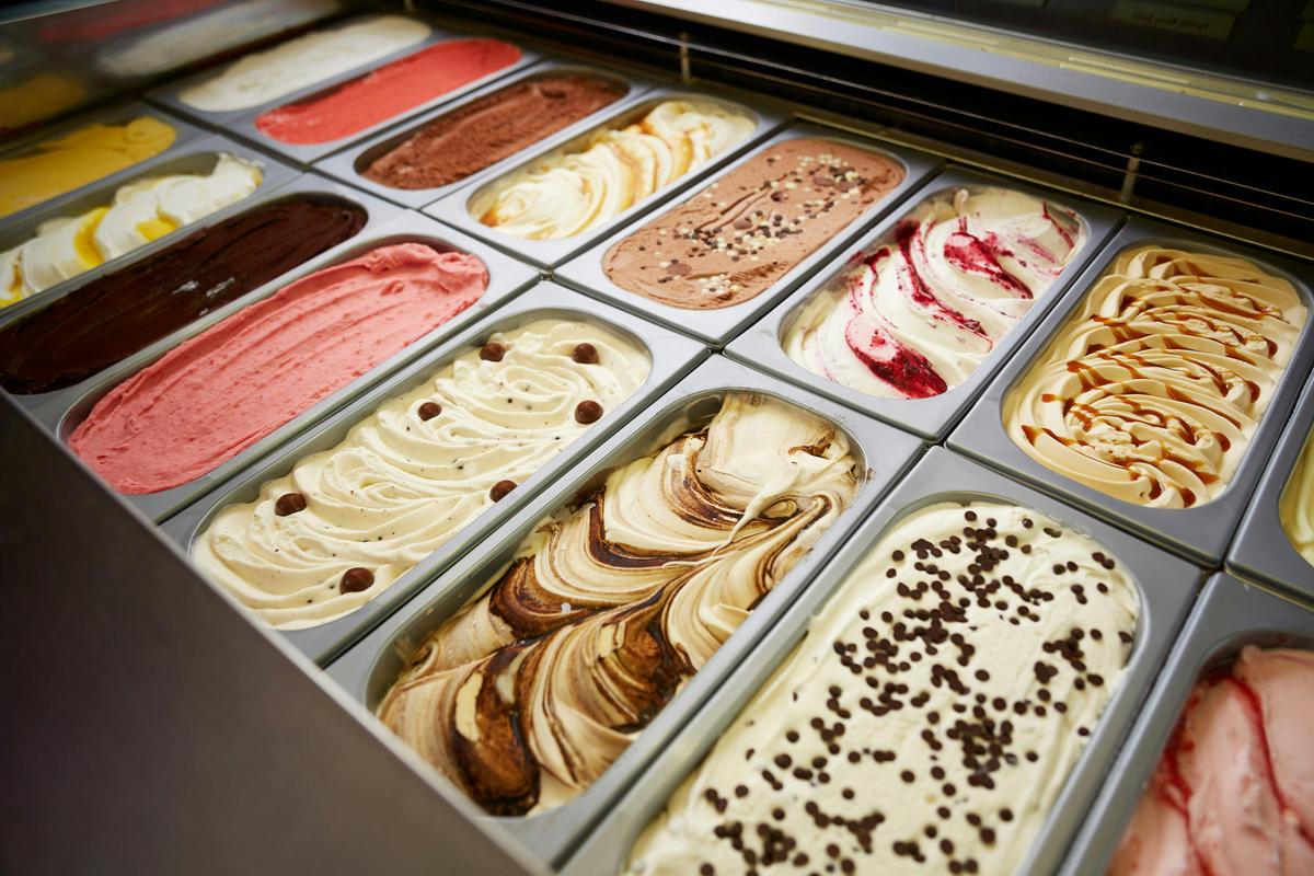 Simmo's ice cream flavours on display