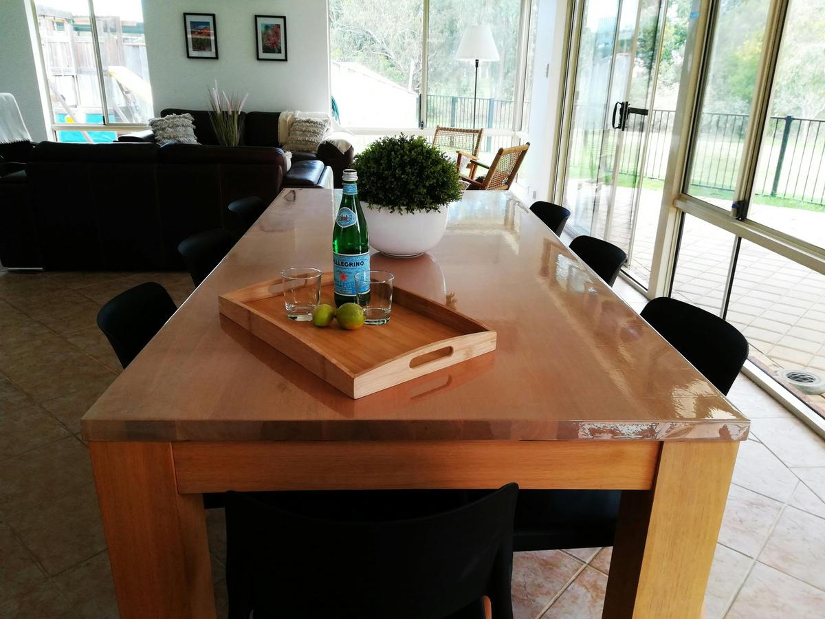 8-seater dining table with golf views