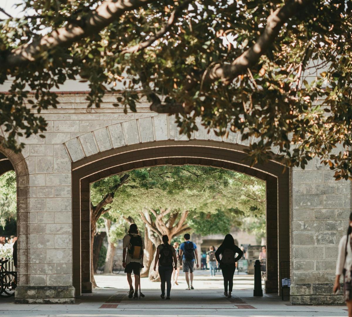 Students walking through the University of Western Australia campus