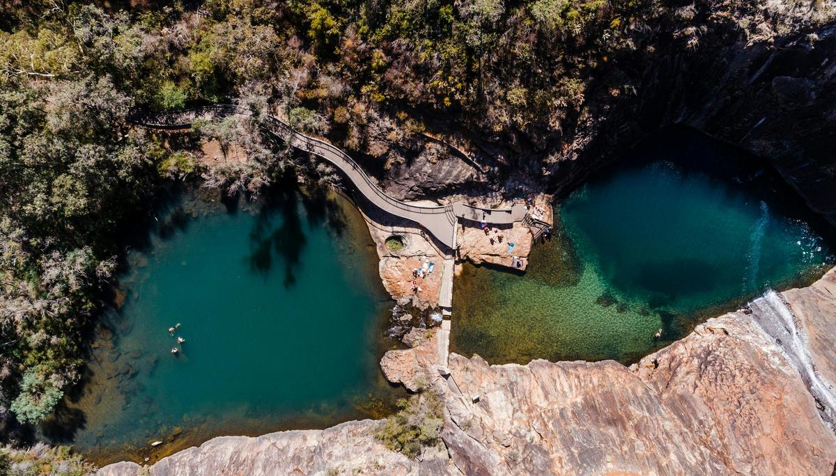 Aerial view of the Serpentine Falls, located in the Serpentine National Park