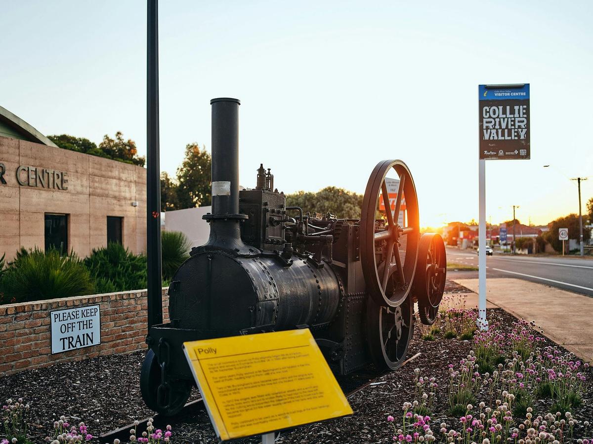 Polly the Train at the front of the Visitor Centre