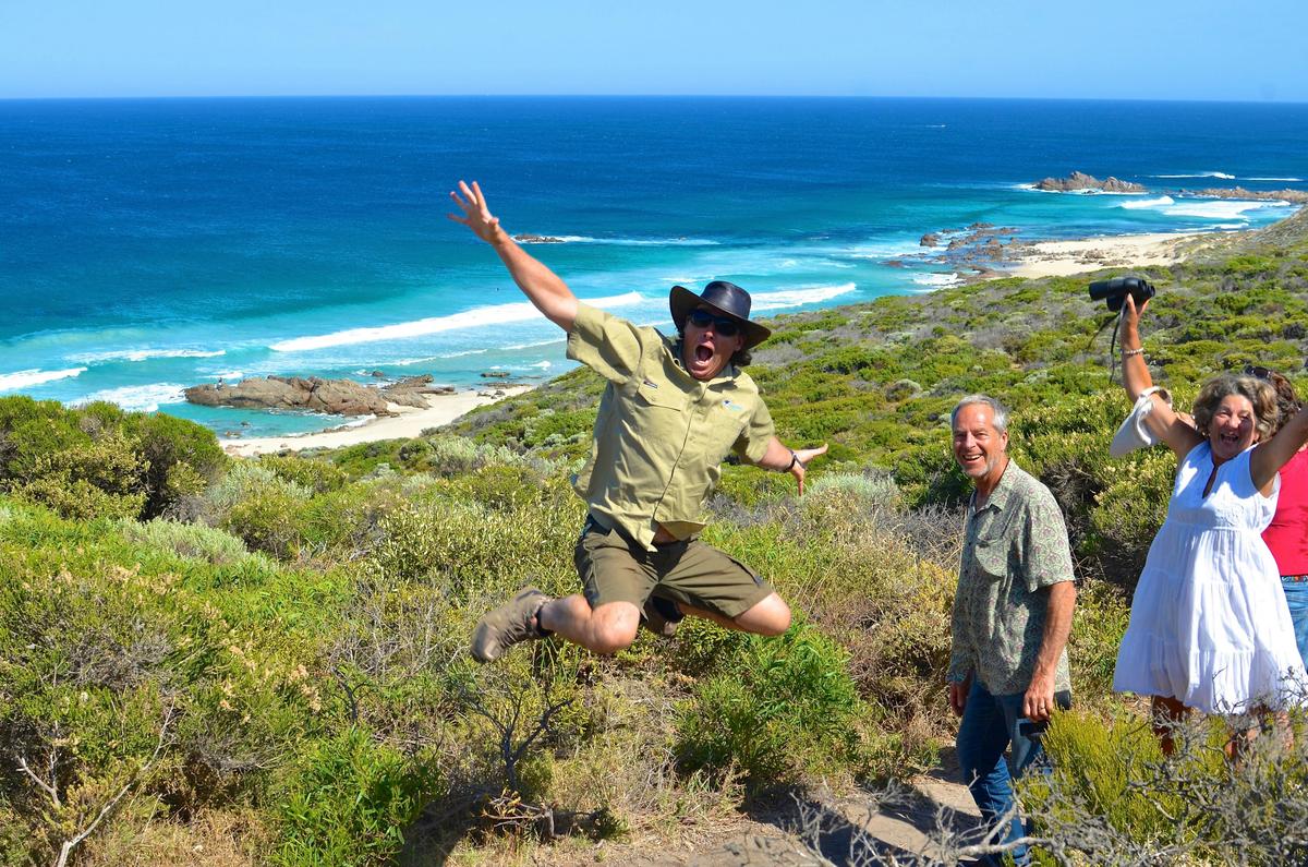 Guided walk in Leeuwin Naturaliste National Park with coastal heath and ocean views