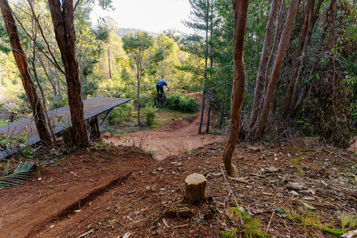 Road gap crossing at Toms Crossing Mountain Bike Trails in Dwellingup, Western Australia