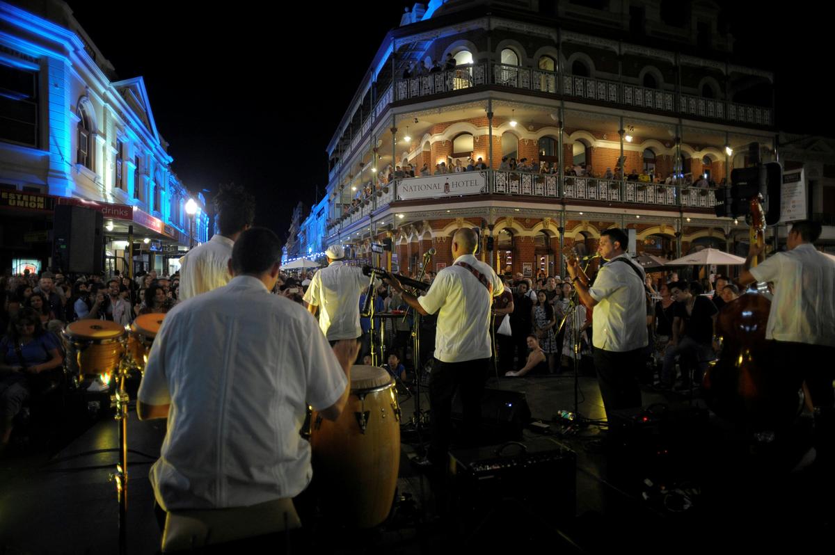 Street Arts Festival, with live band outside