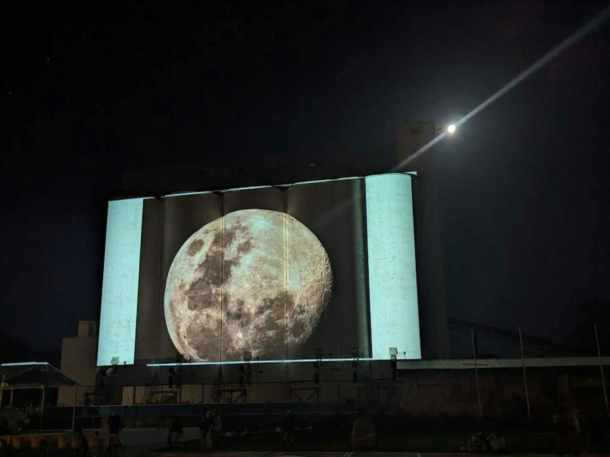 Live Projection of Moon on Silos