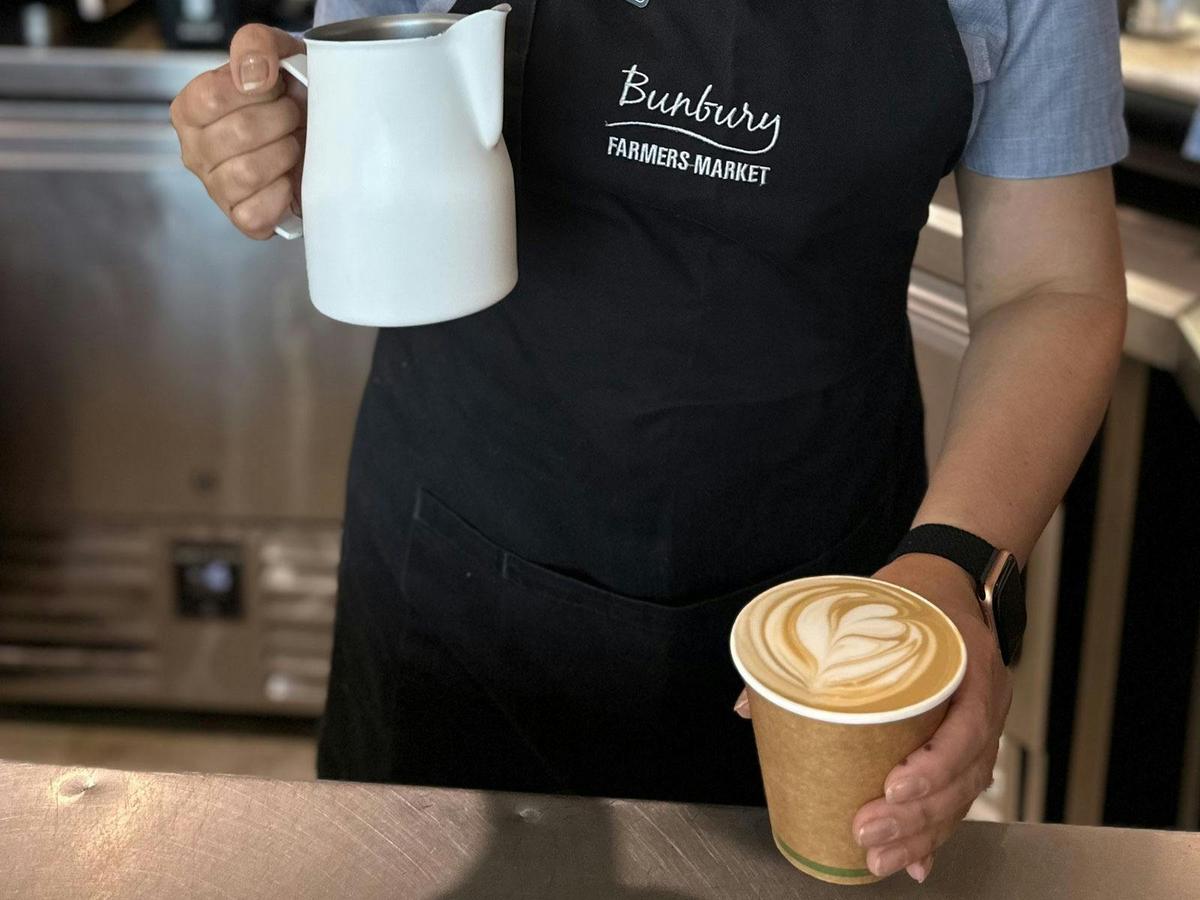 Fresh, barista made coffee served from the cafe at Bunbury Farmers Market