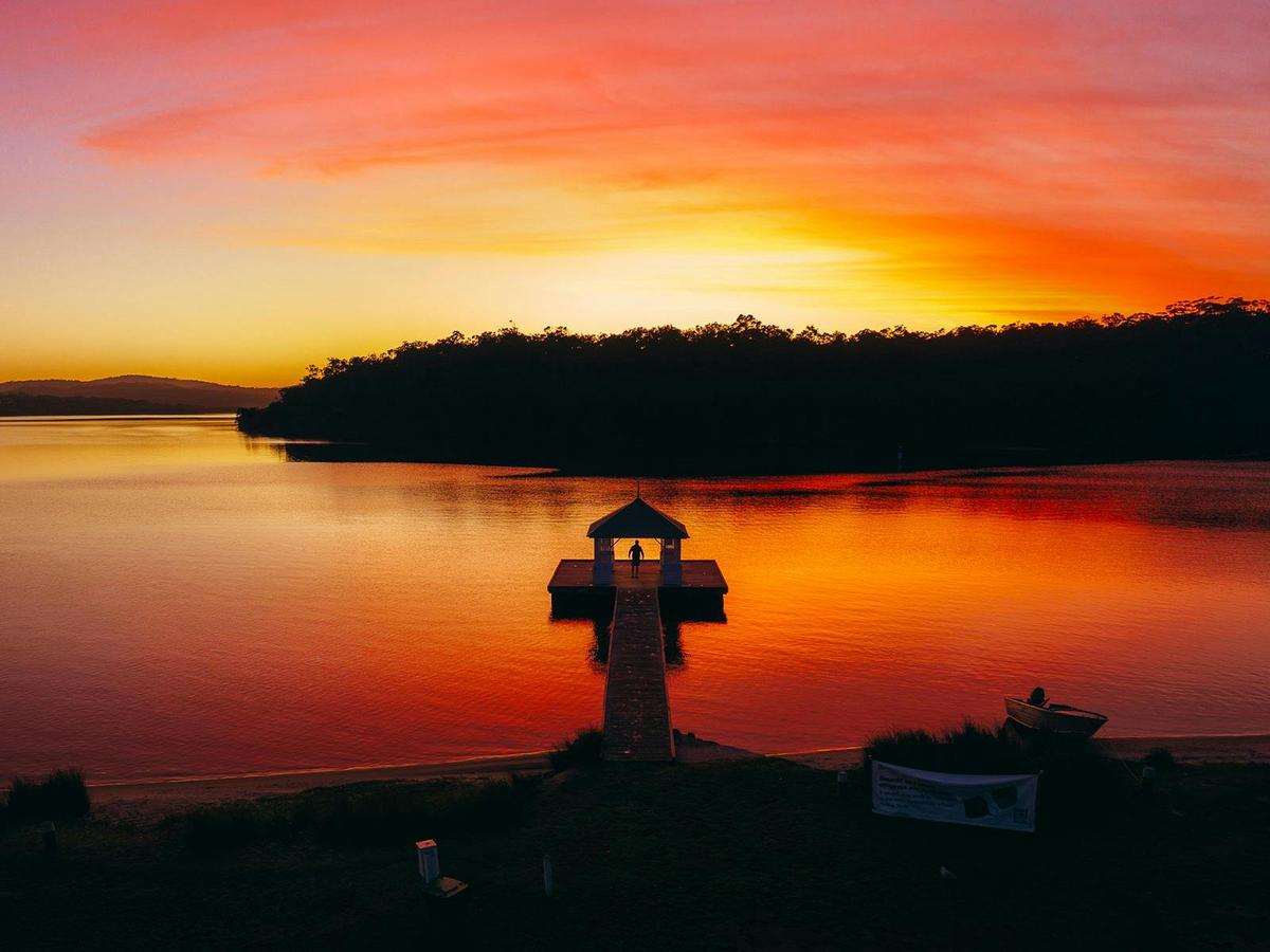 Sunrise at Walpole Rest Point Caravan Park Heritage Listed Gazebo