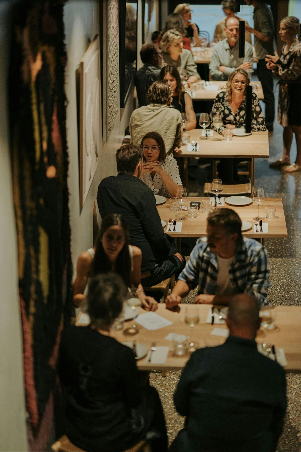The bustling bar area