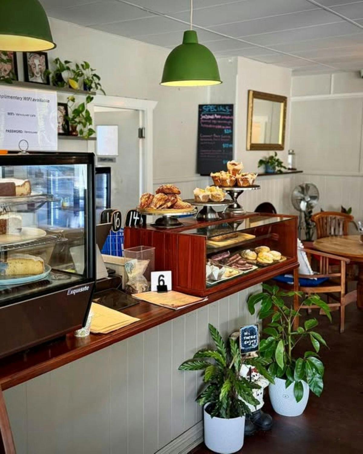 A selection of freshly baked treats displayed at the café counter, made daily to delight guests.