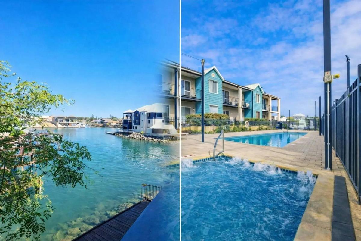 View from balcony and swimming pool on complex