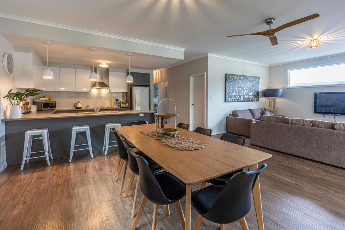 Open plan kitchen and dining area
