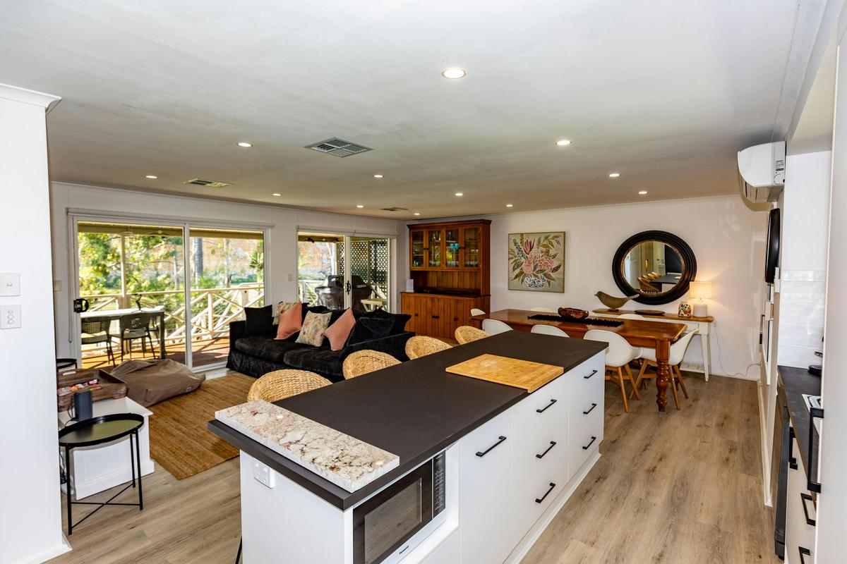 upstairs kitchen, dining and lounge area