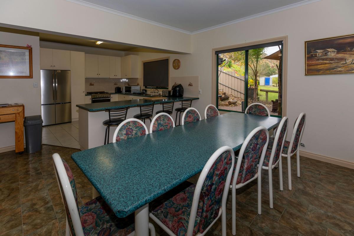 open dining and kitchen area