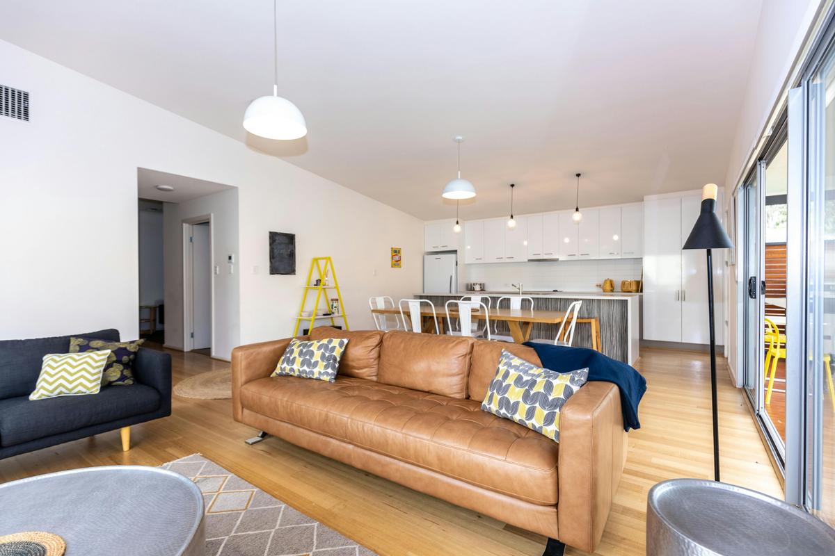 open plan lounge and kitchen