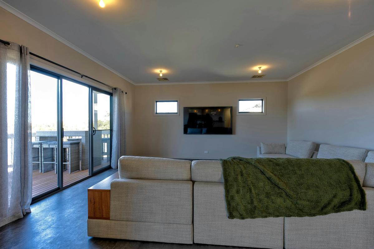 comfortable lounge with water views