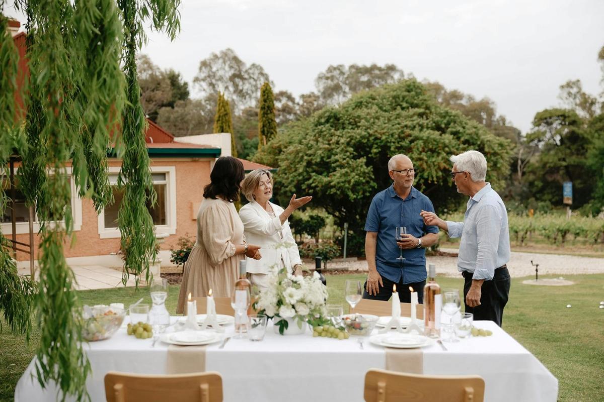 Enjoying a garden party while staying at The Willows, Barossa Shiraz Estate