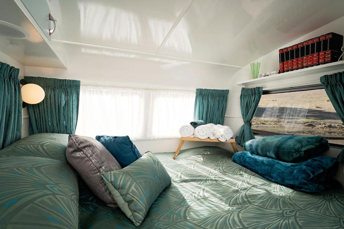 Agatha is fitted with a full sized Queen bed for a comfortable night's sleep.