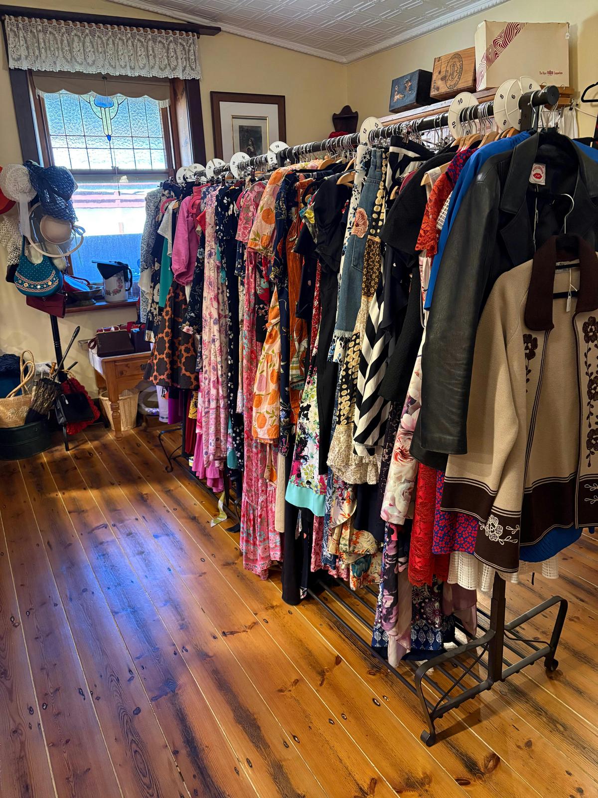 A variety of vintage and preloved clothing