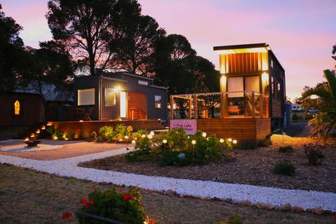 The Pink Lake Tiny House hosted overnight experience with Korean BBQ, campfire and star talk.