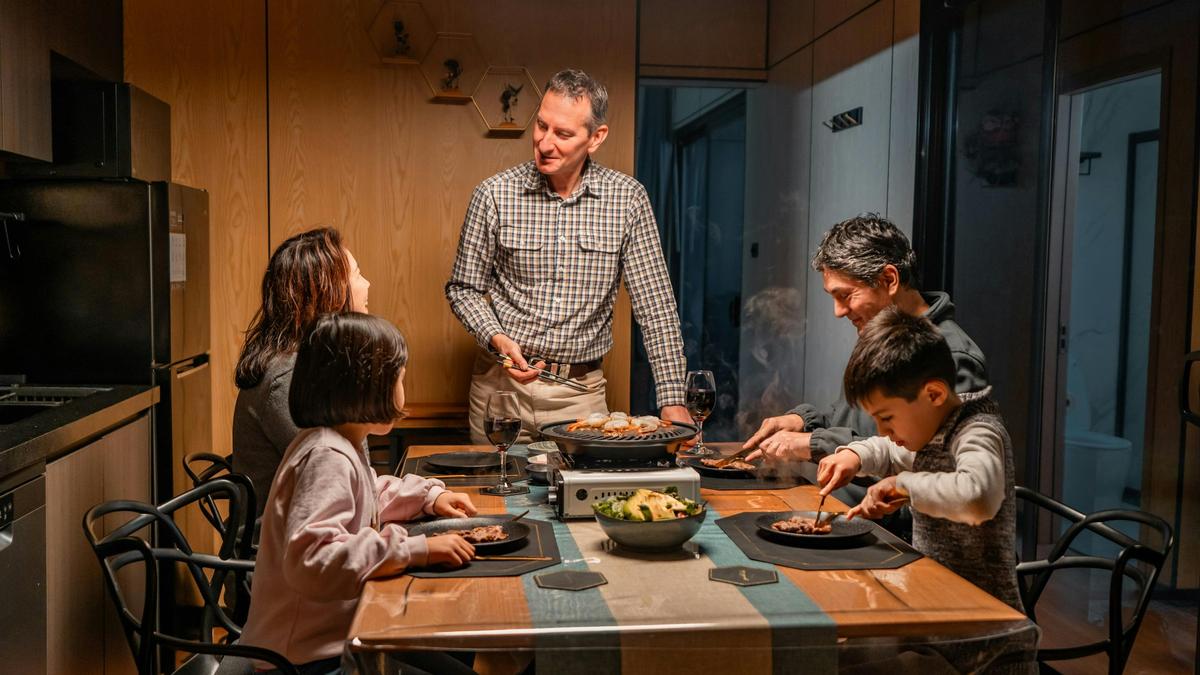 The Pink Lake Tiny House hosted overnight experience with Korean BBQ, campfire and star talk.