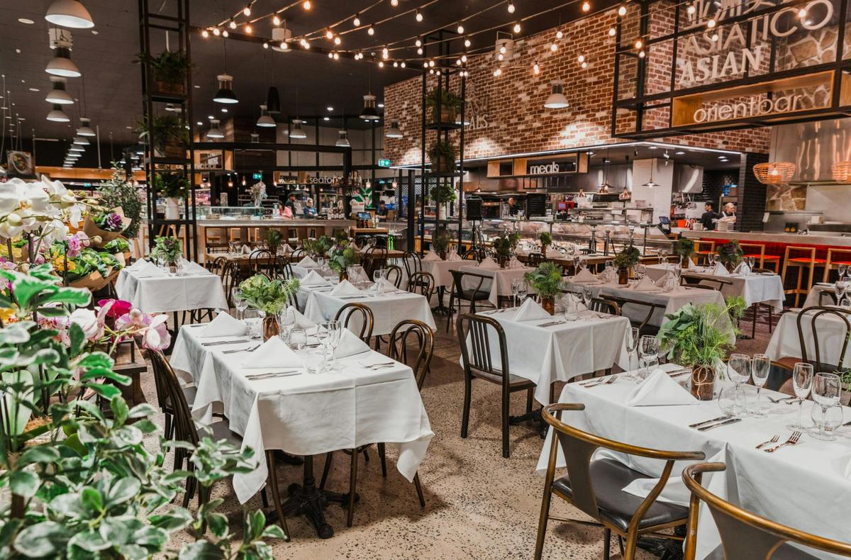 A restaurant inside a supermarket