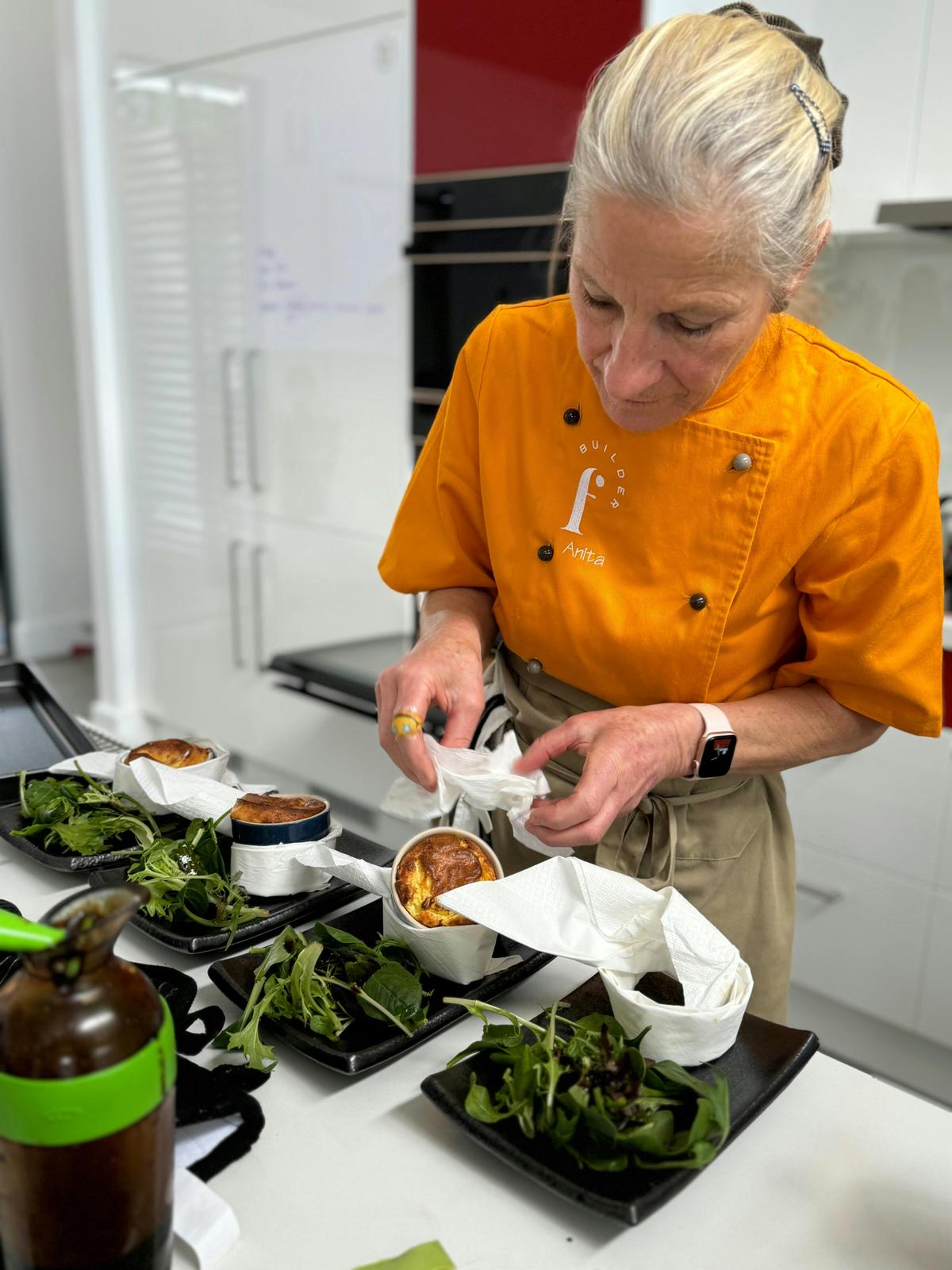 Plating a vibrant vegetarian dish ready to enjoy with wine