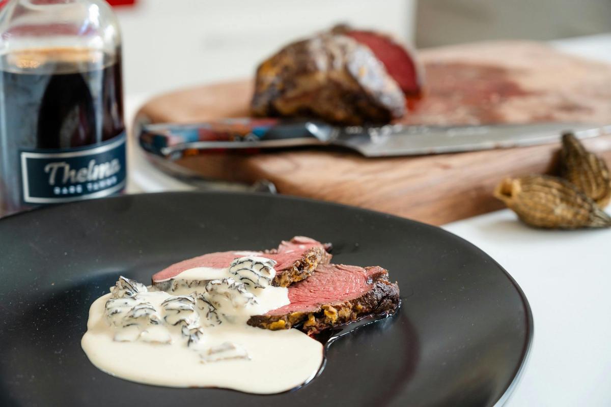Tender beef fillet served with a creamy morel mushroom sauce