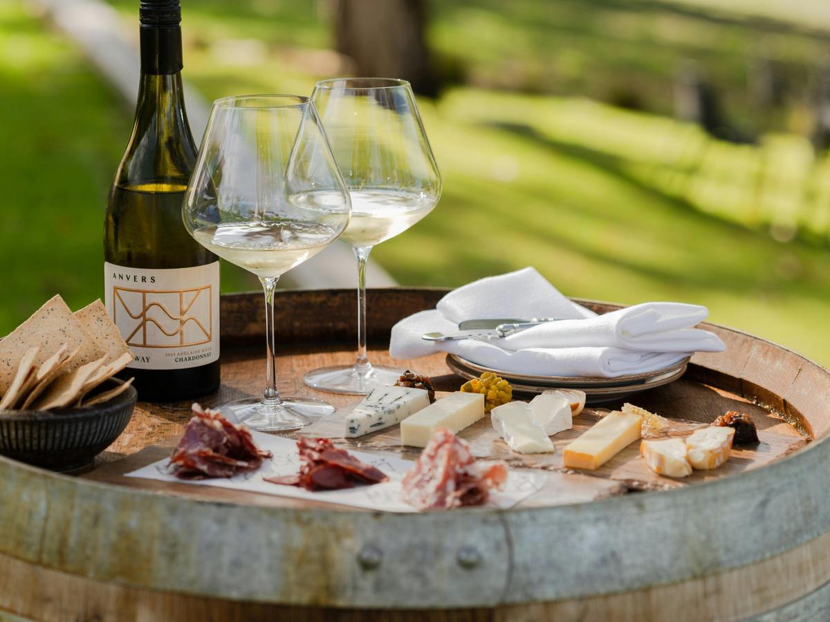 Anvers Wines Kingsway Chardonnay with local cheese and wild charcuterie plates