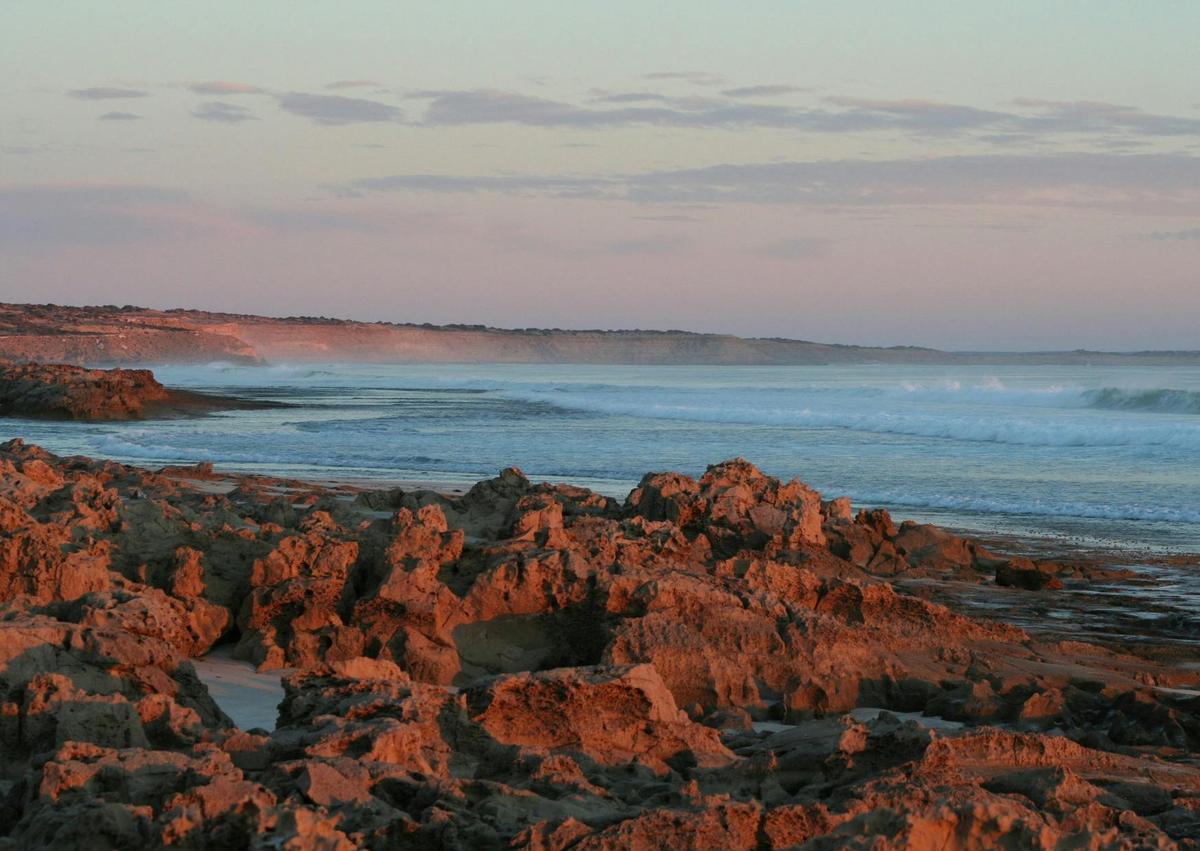 Back Beach at sunset
