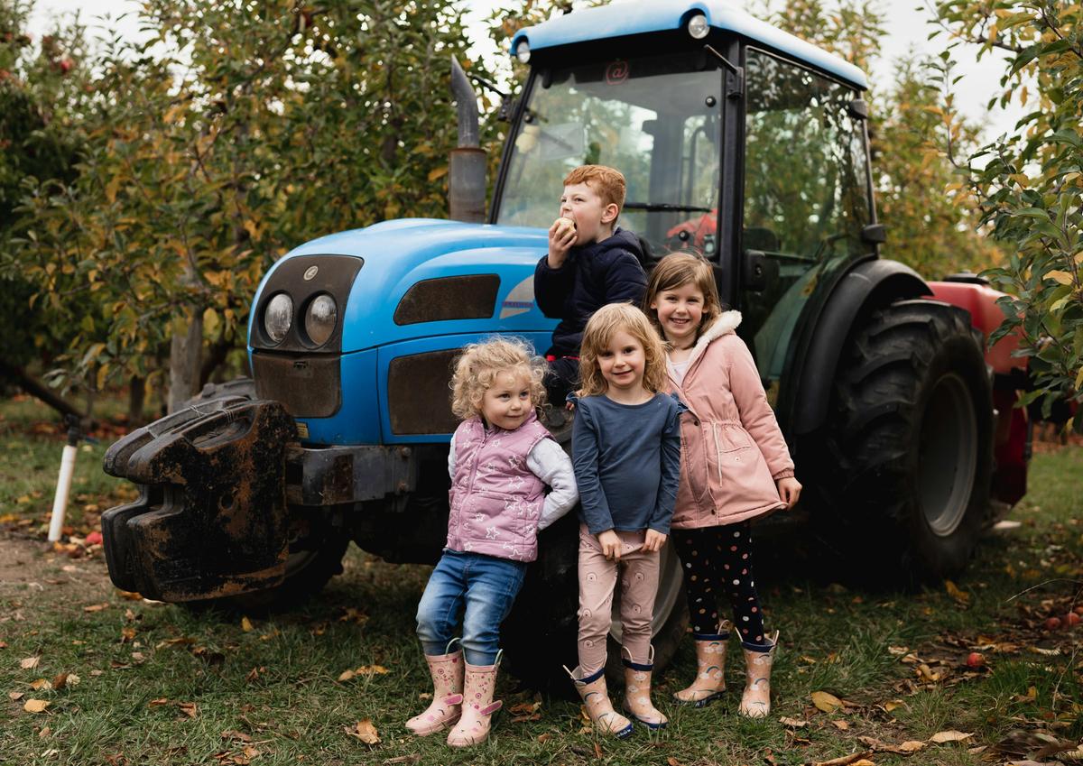 Kids with tractor
