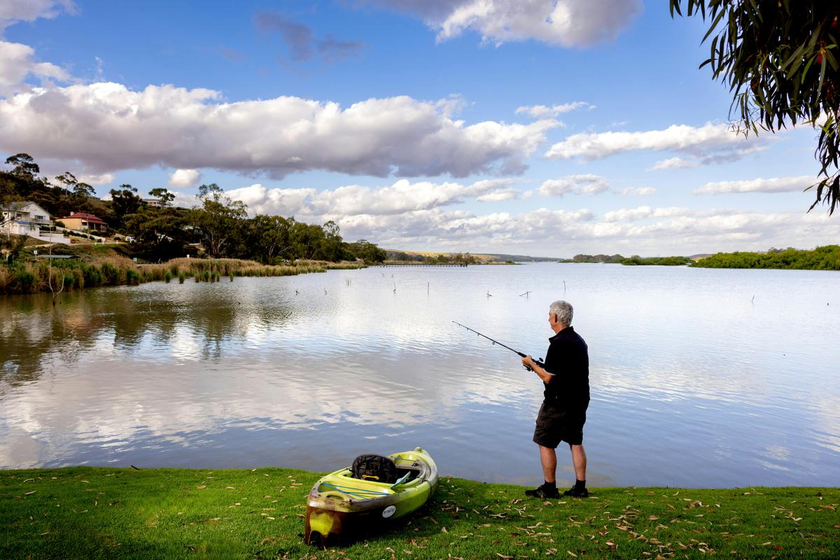 Man fishing on the river