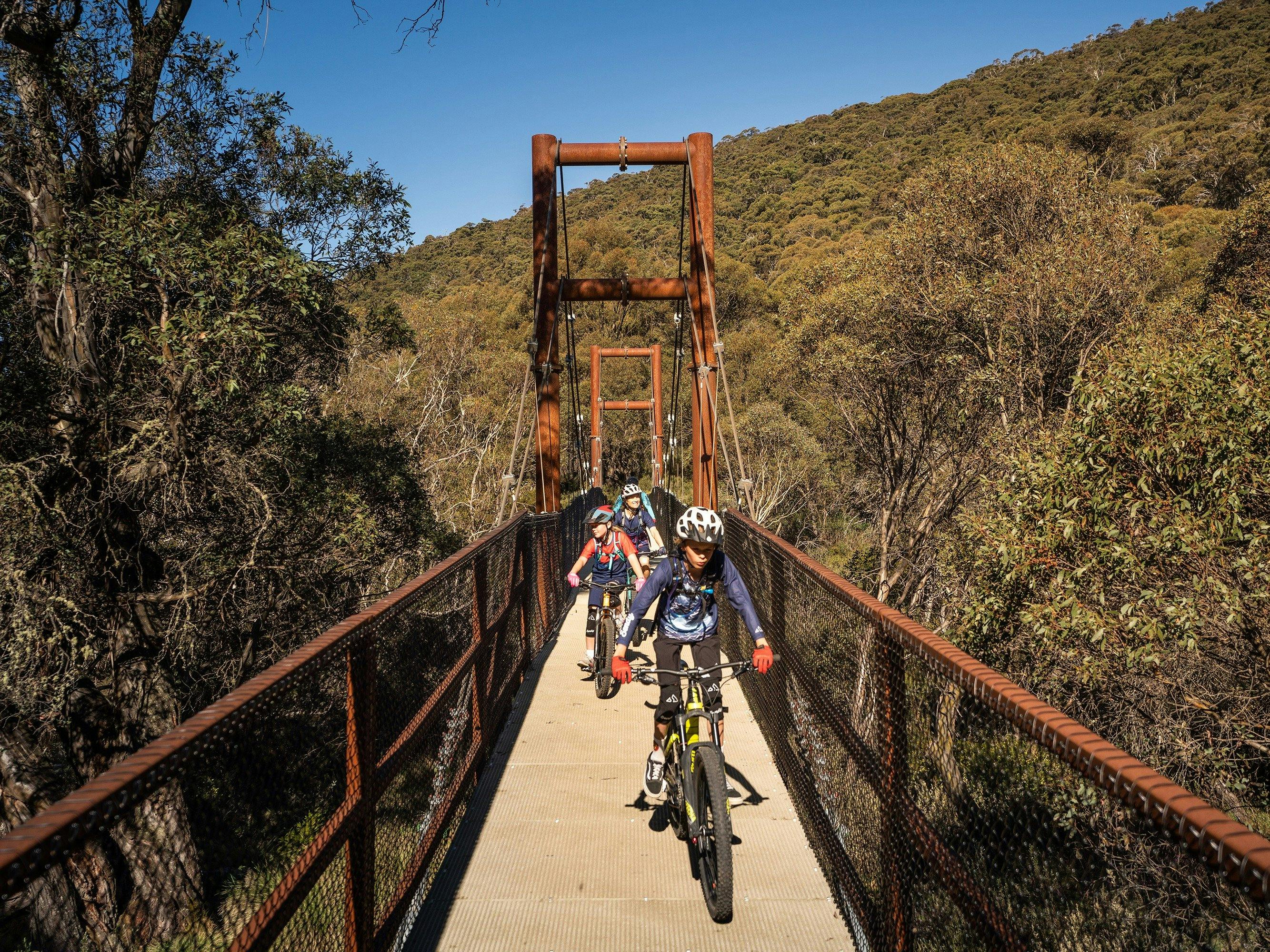 Thredbo Valley track crosses several bridges over the Thredbo River as you ride downstream