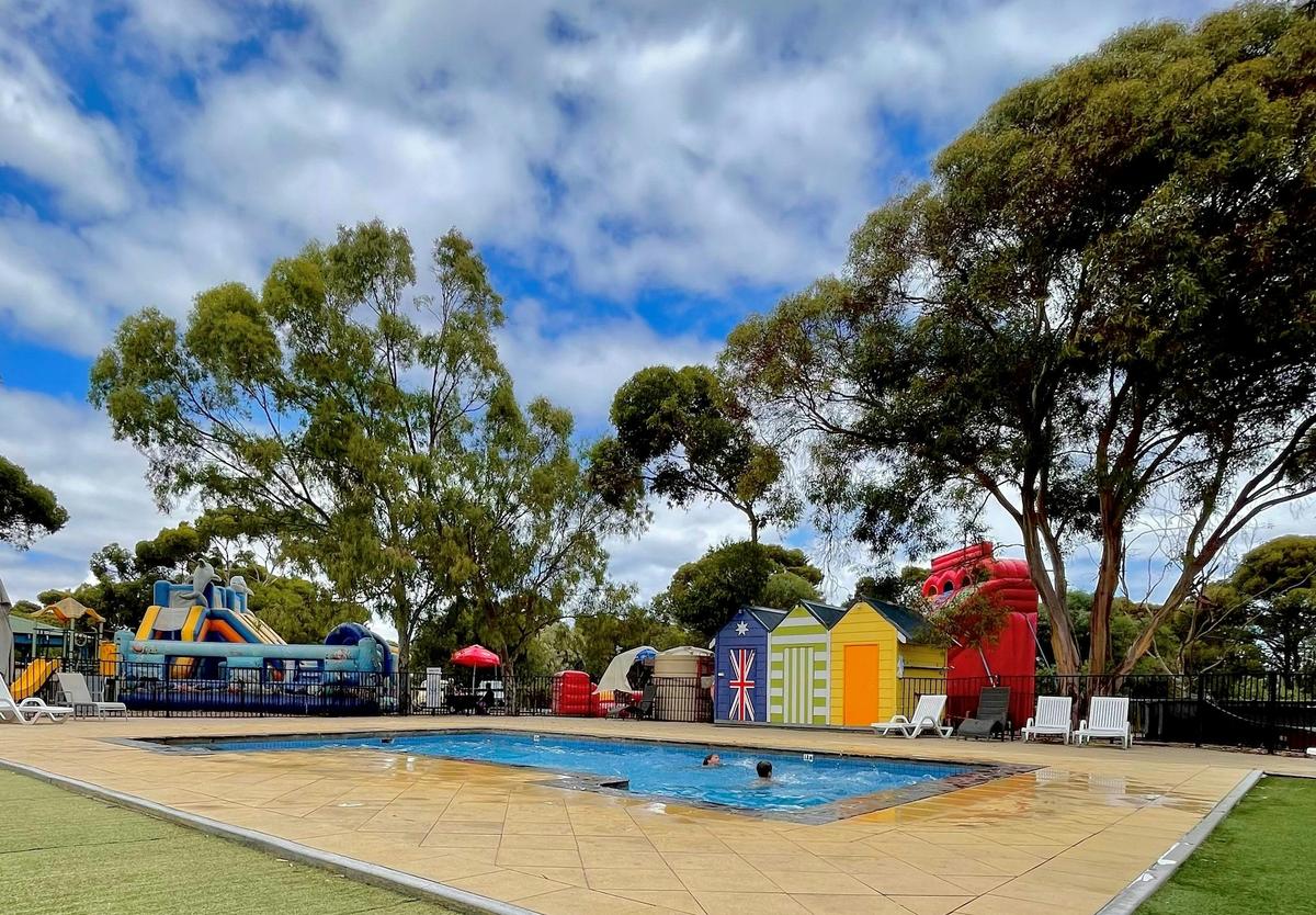 Swimming pool and bouncing castle