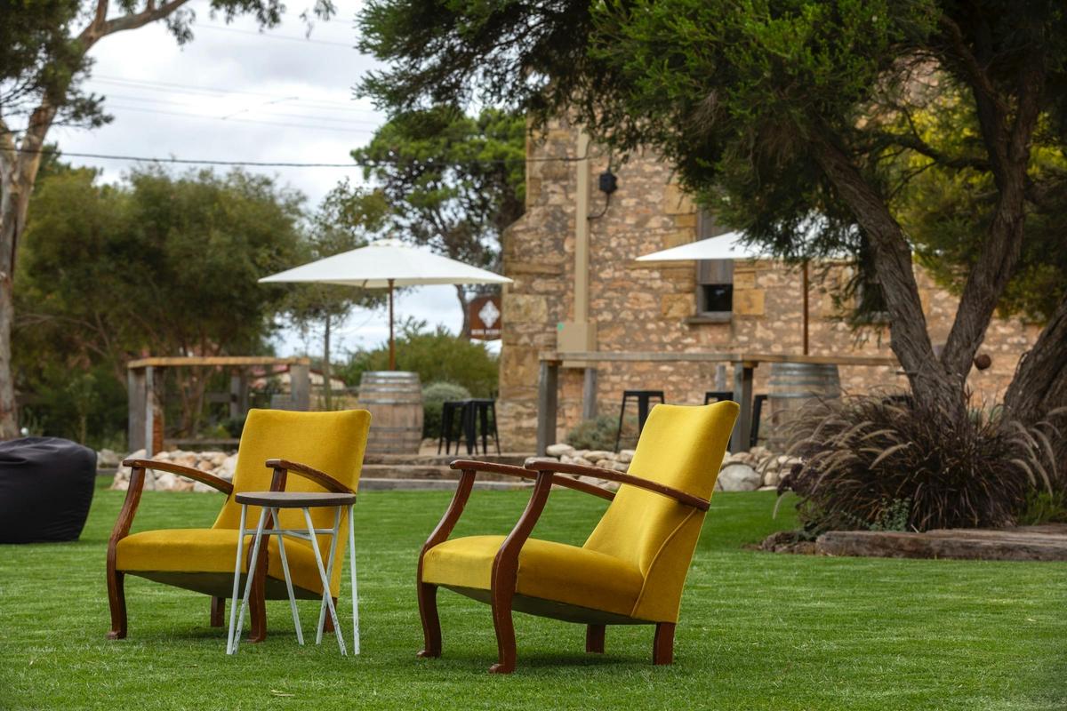 Antique chairs on grass