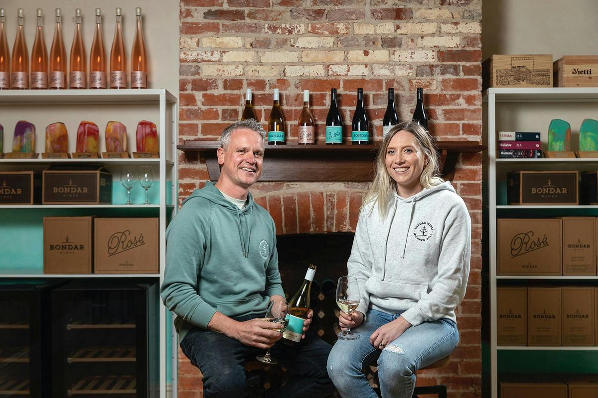 Andre Bondar and Selina Kelly in their Bondar cellar door
