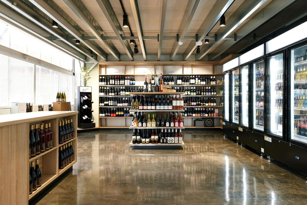 A view into the bottle shop in the day
