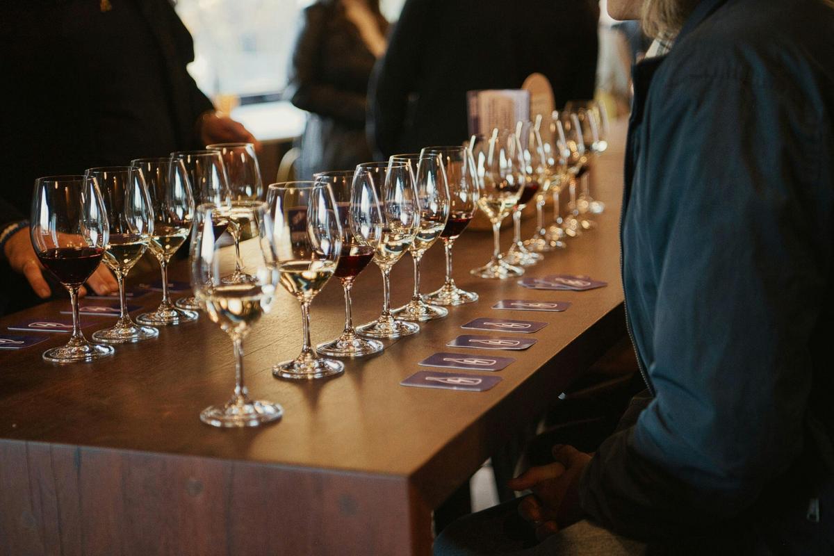 A line up of wine tasting flights
